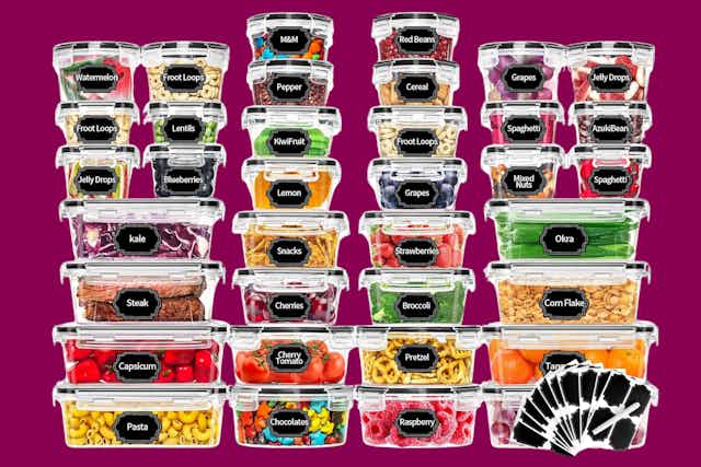 Food Storage Container 72-Piece Set, Just $26.99 on Amazon card image