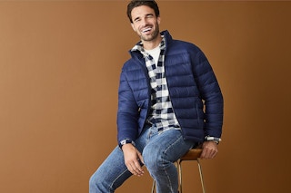 St. John's Bay Puffer Jacket on a model