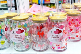 New Valentine's Day Glass Straw Tumblers, Only $4.74 at Target card image