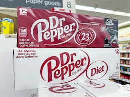 dr. pepper soda 12 pks on walgreens shelf