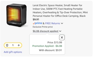 heater Amazon receipt