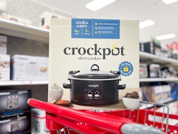 crock-pot programable slow cooker sitting on top a target cart