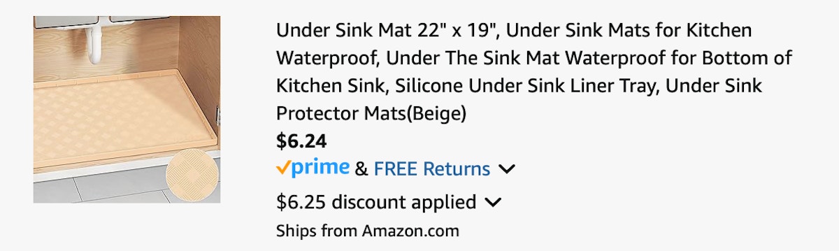 sink mat Amazon receipt