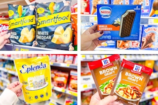 dollar general smartfood, nestle, mccormick, splenda 4-photo collage