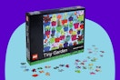 Lego Tiny Garden 1000-Piece Jigsaw Puzzle on a blue background.