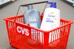 dove body washes in a cvs shopping basket