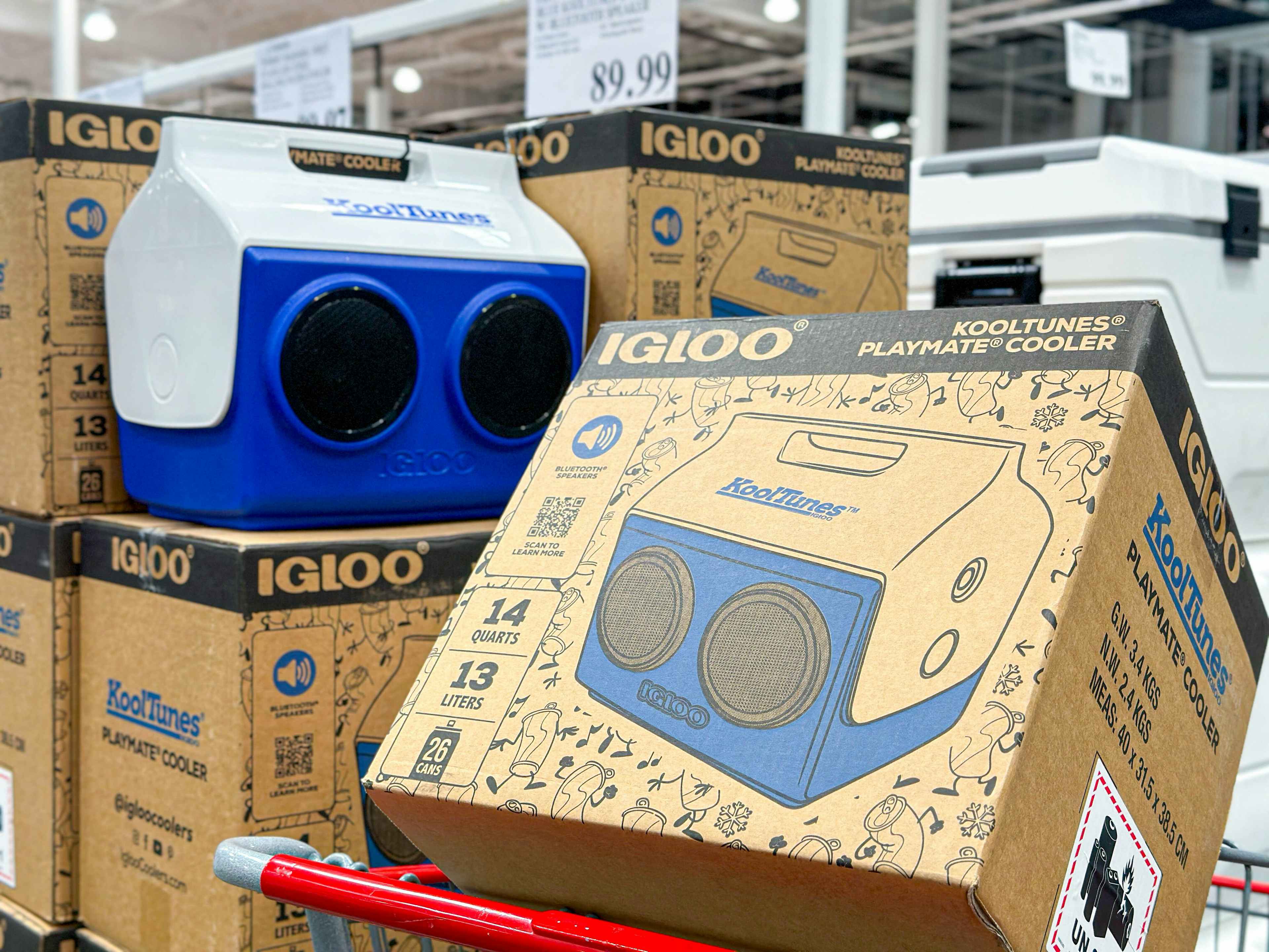 costco igloo kooltunes bluetooth speaker cooler price on display in cart