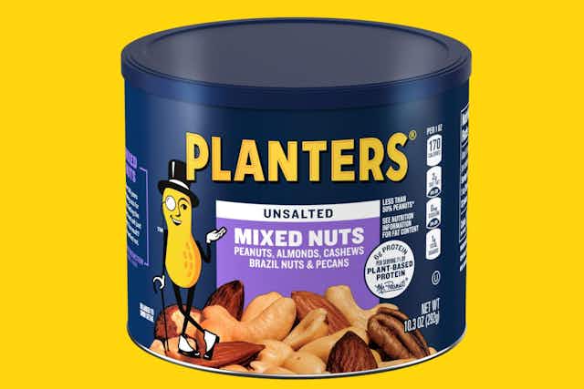 Planters Roasted Unsalted Mixed Nuts, as Low as $3.39 on Amazon card image