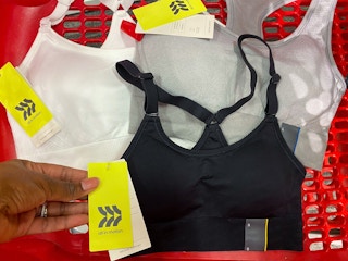 target all in motion sports bra hand holding