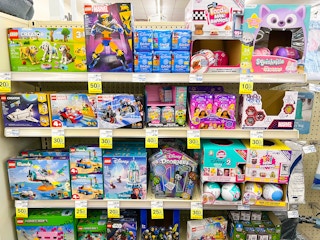 CVS clearance tags on toys on shelves