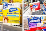 collage image of charmin and cottonelle toilet paper
