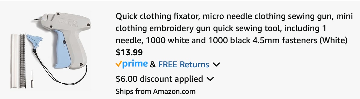 Sewing gun Amazon receipt