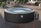 inflatable hot tub on a deck