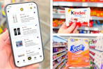 collage with scott, kinder, and a hand holding a smartphone displaying 1-clip coupons