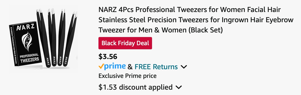 Narz tweezer promo receipt