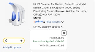 steamer Amazon receipt