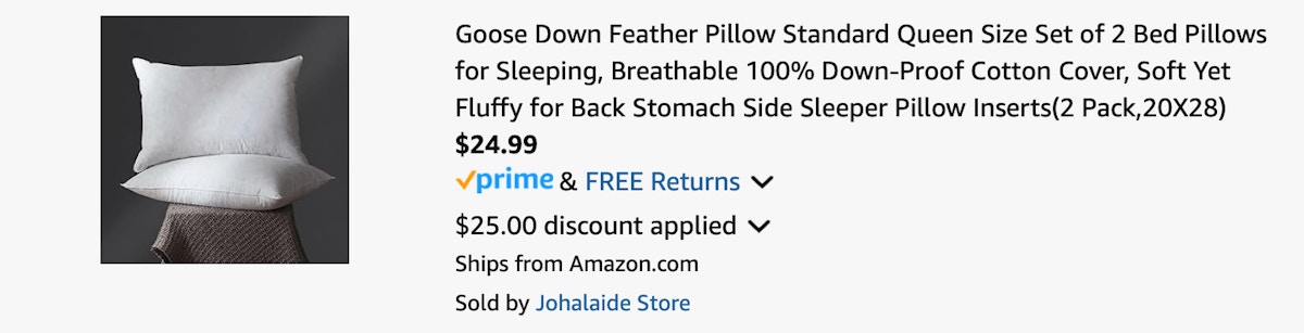 Amazon Goose-Down Pillows 2025 2