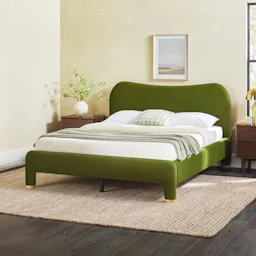 Modern Curved Upholstered Queen Bed