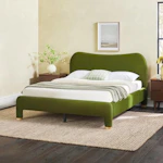 Modern Curved Upholstered Queen Bed
