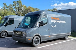 amazon delivery truck in a parking lot