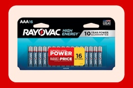 Rayovac 16-Count AAA Battery Packs, as Low as $4.94 on Amazon card image