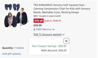 sensory seat Amazon receipt