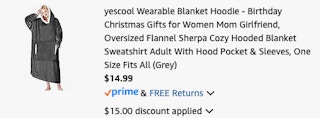 blanket hoodie Amazon receipt