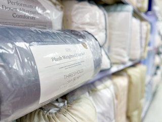 threshold weighted blanket sitting on a target shelf