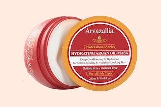 open container of hair mask cream on its side