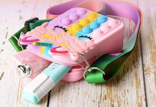 super Pop Shoulder Fidget Toy Silicone Bag for Girls stock image 2022