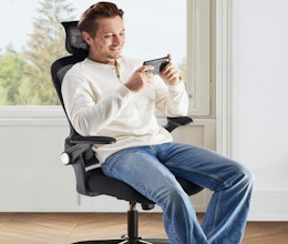 a person sitting in an office chair 