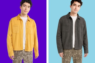 yellow and gray men's shacket