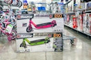 pink and green electric scooters