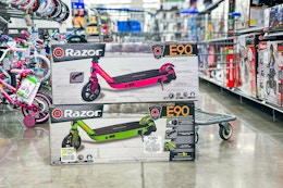 pink and green electric scooters