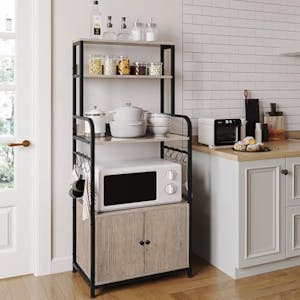 Kitchen Bakers Rack with Storage Cabinet