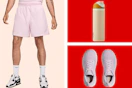workout clothing and a water bottle in a collage