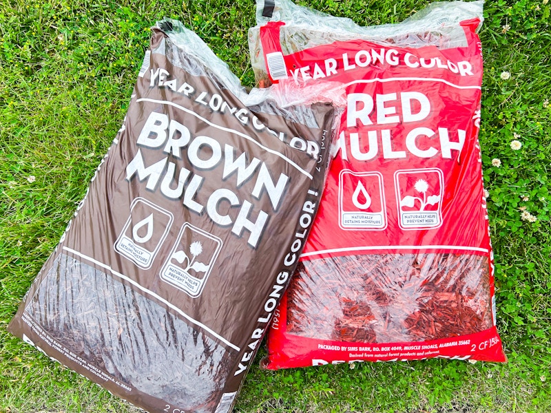 walmart year long color mulch in grass