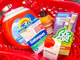tide salonpas dunkin mighty patch yoplait in target hand cart