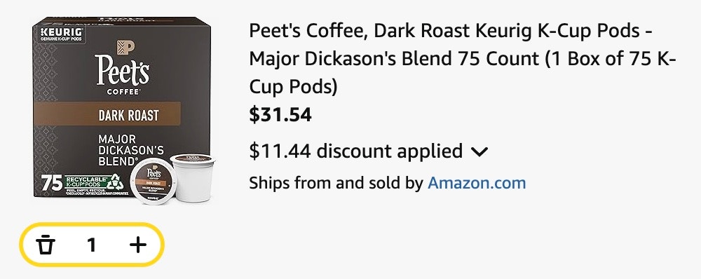 Peets Coffee Dark Roast K-Cup Pods