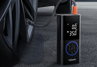black digital cordless tire inflator