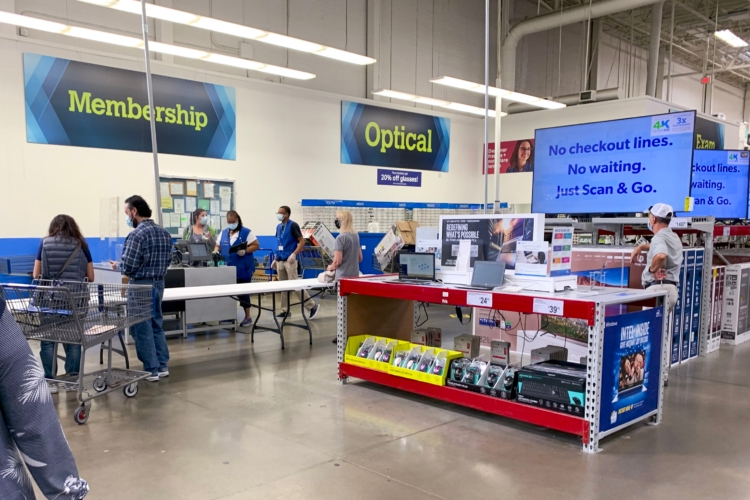 Sam's Club member counter with people waiting in line