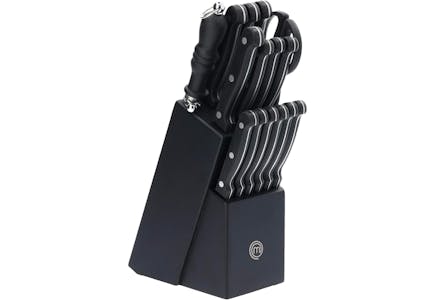 Masterchef 15-Piece Knife Set Plus Knife Block, Black