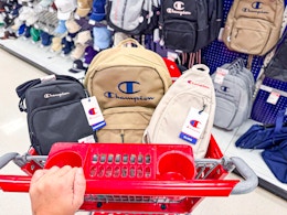 three champion bags in target cart