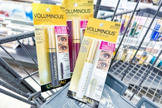 three loreal mascaras in a shopping cart
