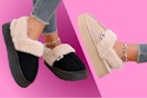 black and beige Ecetana women's memory foam slippers