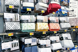 display of curtains at walmart