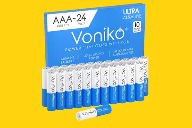 Voniko 24-Count AAA Batteries, Just $6 on Amazon card image