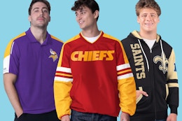 NFL Gear at QVC: $23 Throws, $31 Jacket, $33 Tees, and More card image