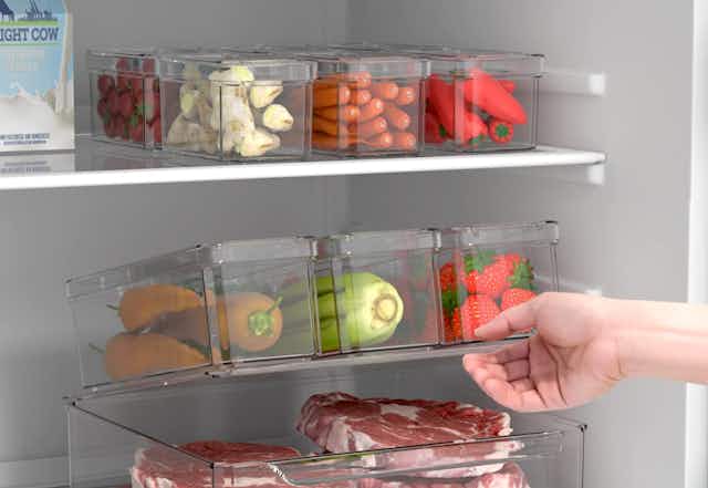 Clear Refrigerator Food Storage Bins 10-Pack, Only $21.88 on Amazon card image