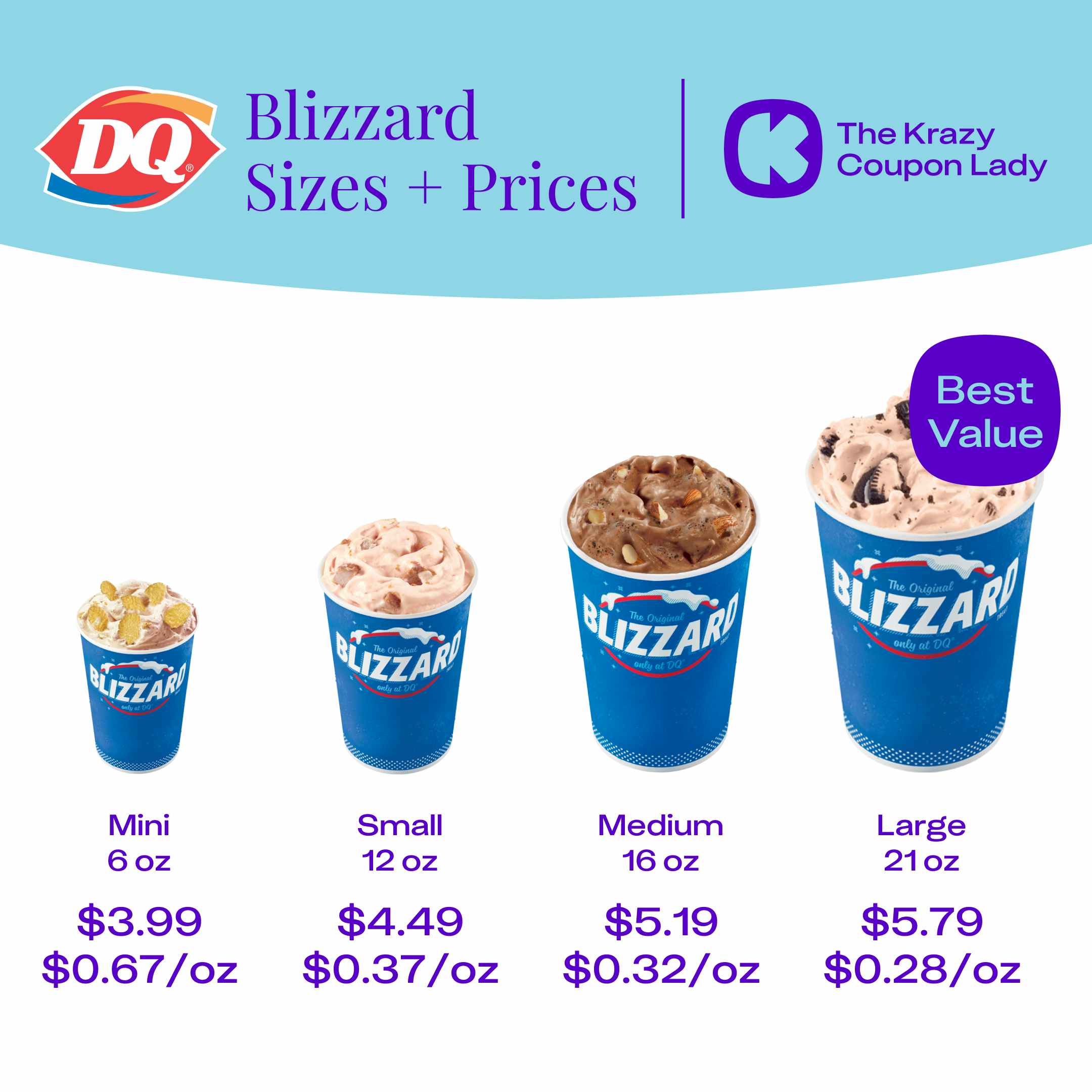 Dairy Queen Blizzard Sizes + Prices